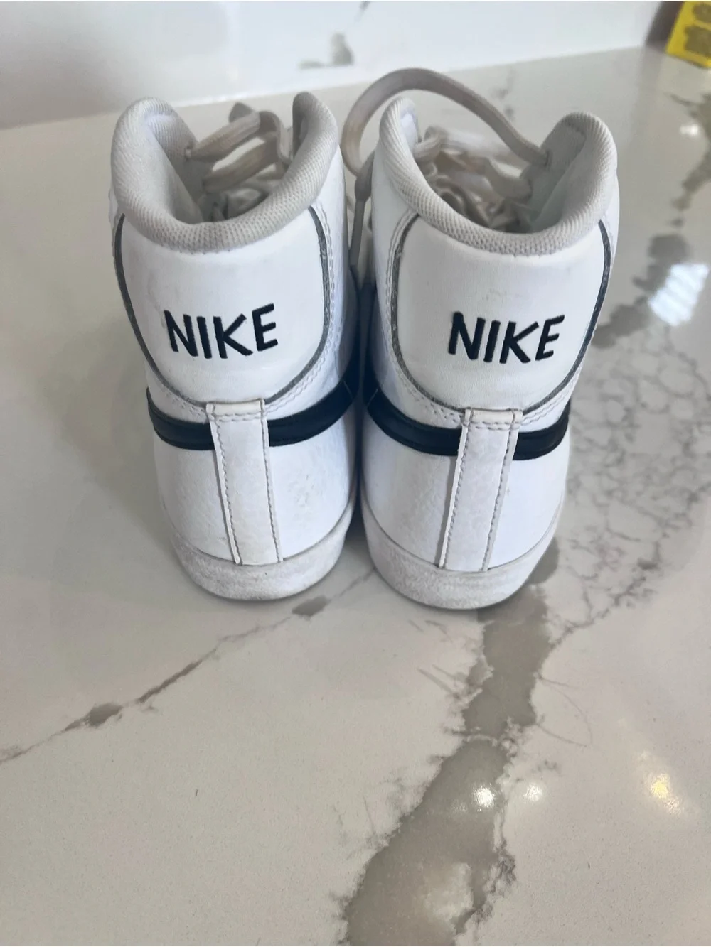 Nike Blazer White High-Top Sneakers with Black Swoosh - Picture 3 of 5